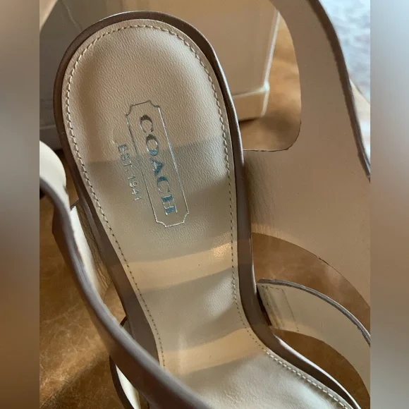 COACH Bertta Vachetta Strappy Platform High Heels - Picture 13 of 13